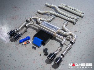 Jaguar F-TYPE Performance Exhaust System - MADNESS - 3.0L V6 - Dual Side Exit - Vacuum Valve Design - Black Chrome Exhaust Tips Jaguar F-TYPE Performance Exhaust System - MADNESS - 3.0L V6 - Dual Side Exit - Vacuum Valve Design - Black Chrome Exhaust Tips